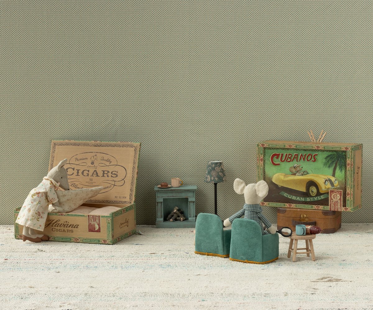 Maileg Grandma and Grandpa Mice in Cigarbox