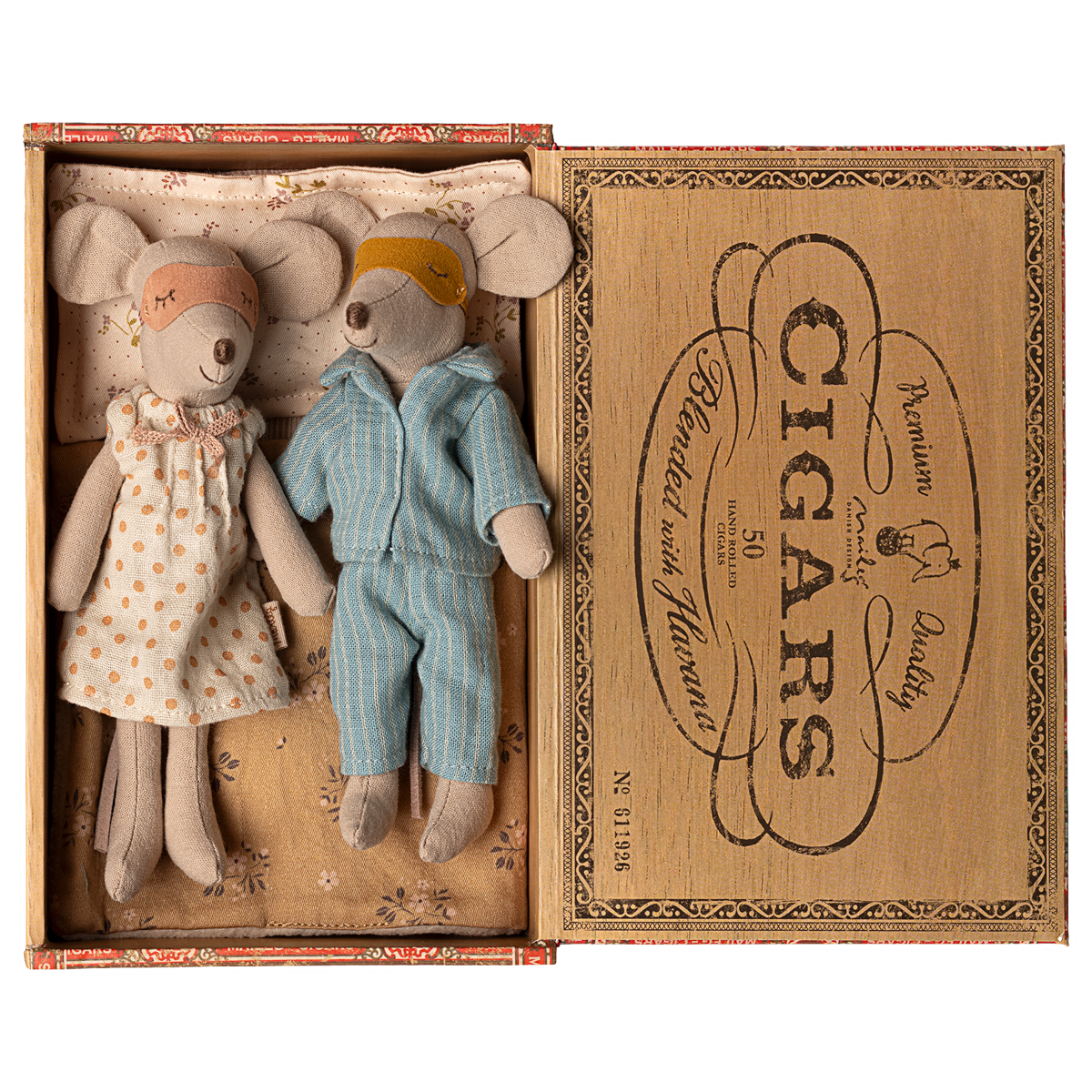 Maileg Mum and Dad Mice in Cigarbox