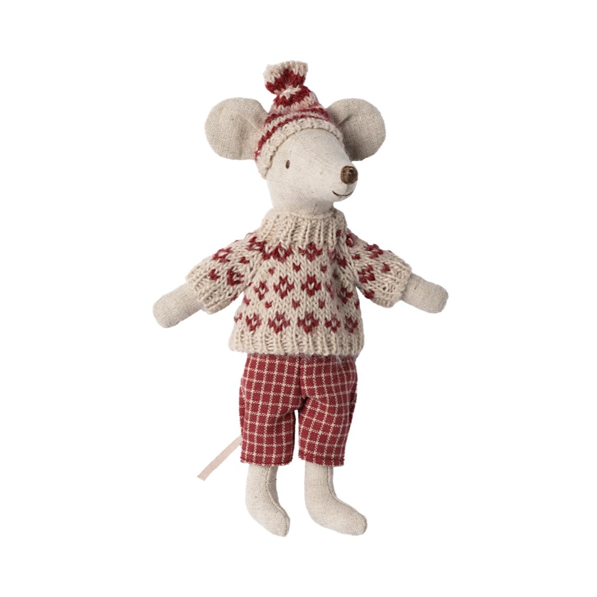 Maileg Winter Mouse with Ski Set, Mum - Red