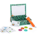 Moulin Roty Children's book titled 'Dans la Jungle' with storybook flashlight and cards