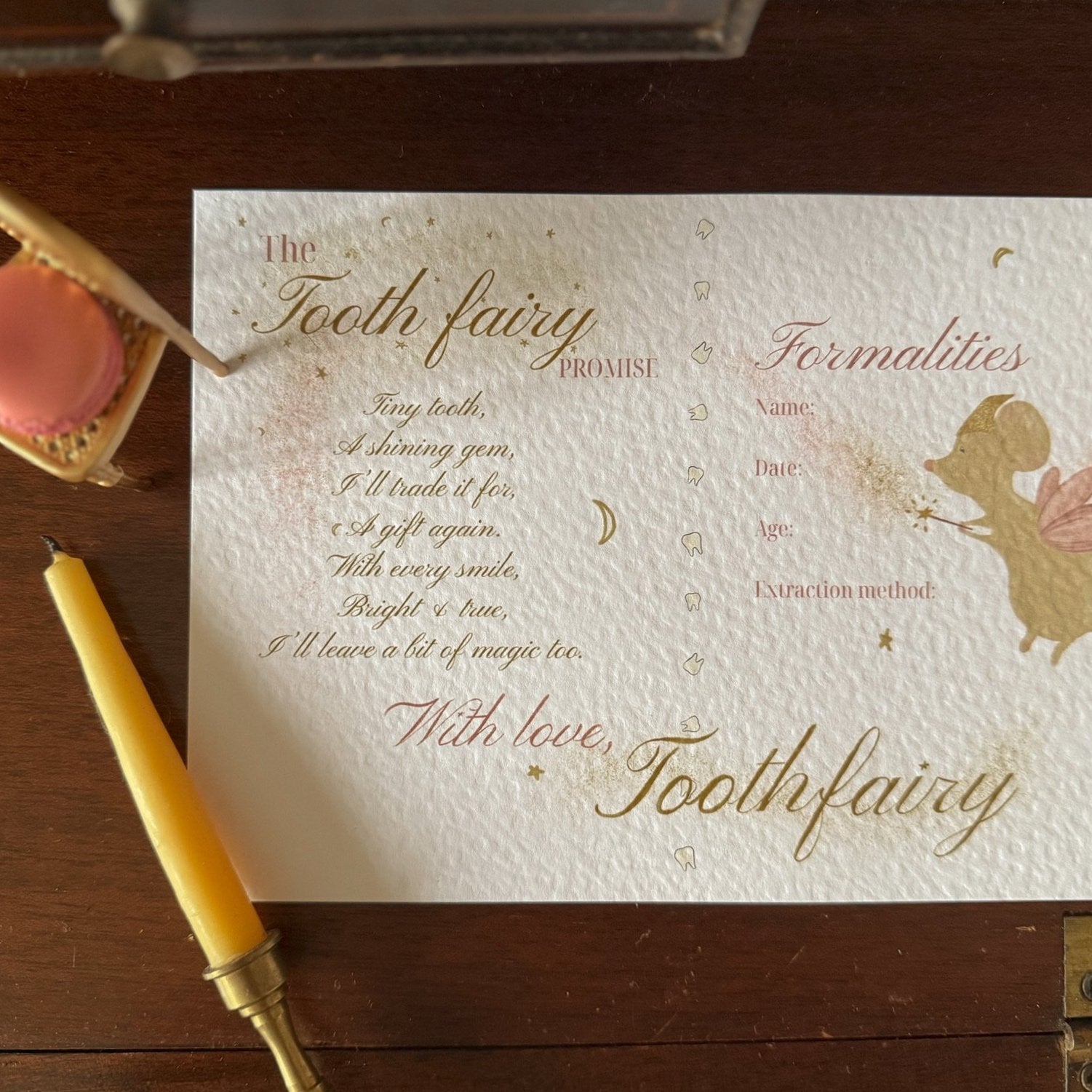 Tooth Fairy Certificate - Pink